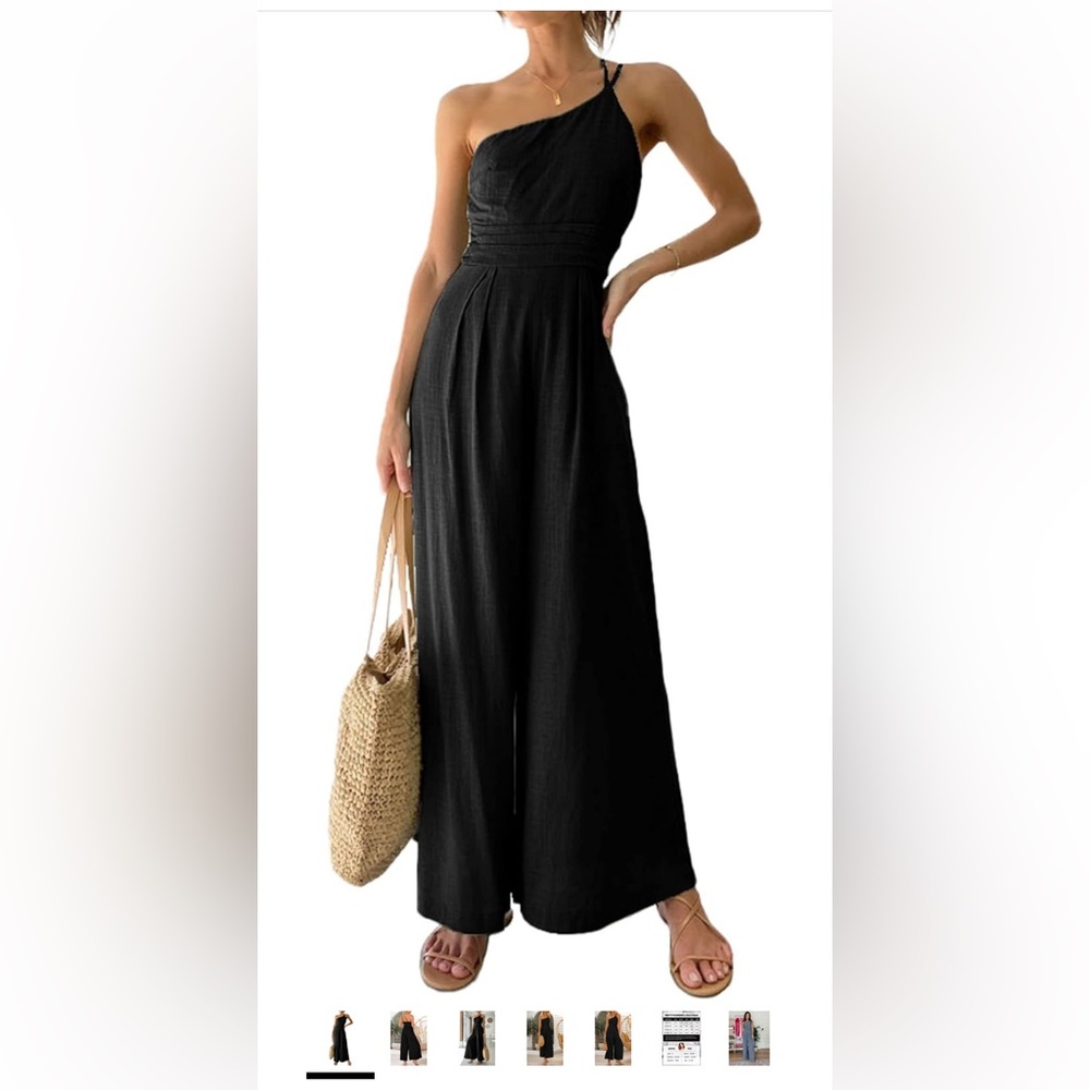 Women’s one shoulder jumpsuit with pockets!